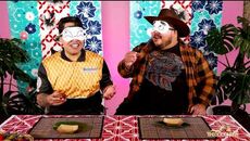 Comedians blind react to food | Guess The Food