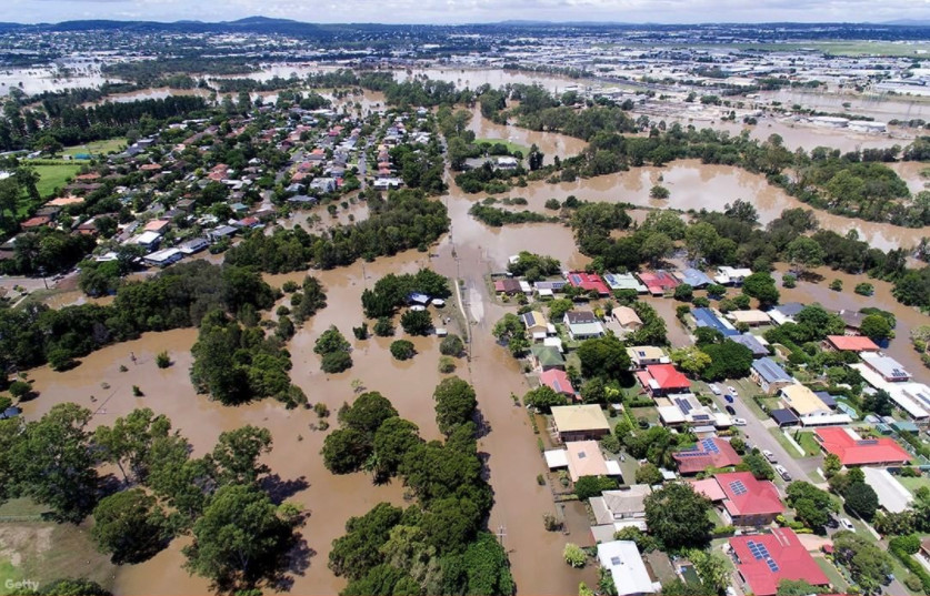 Aerial shot of the flooding in Brisbane - Getty images