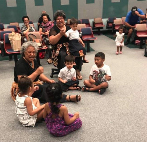 Joeys (Pre-schoolers) with teachers ‘Iunisi Lane and Mele Ngauamo