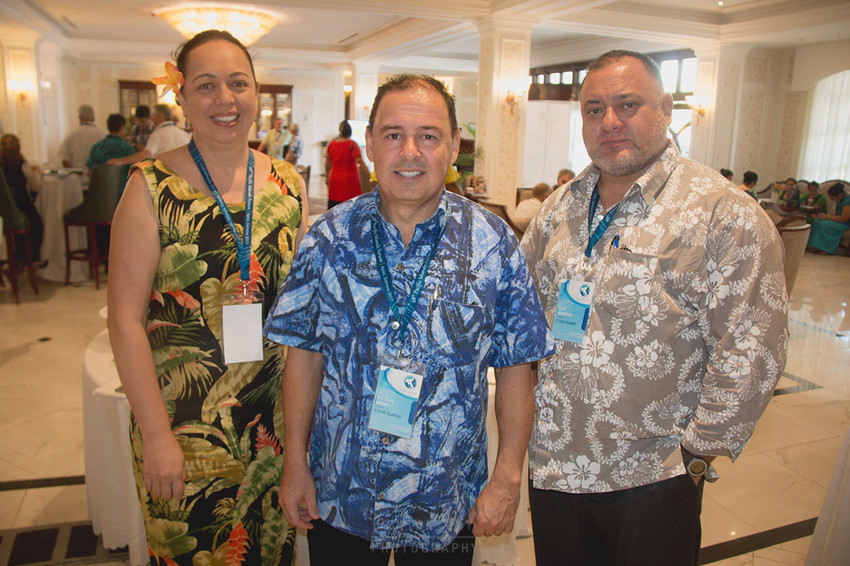 L-R Tepaeru Herrmann, Secretary Ministry of Foreign Affairs & Immigration, Honourable Mark Brown, Minister of Finance & Economic Management and Garth Henderson, Financial Secretary, Ministry of Finance & Economic Management