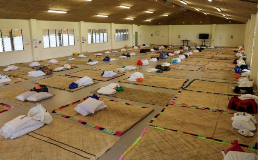 One of the halls at Poutasi village in Samoa which was being used to quarantine returning Seasonal Workers. Photo Credit: Samoa Observer